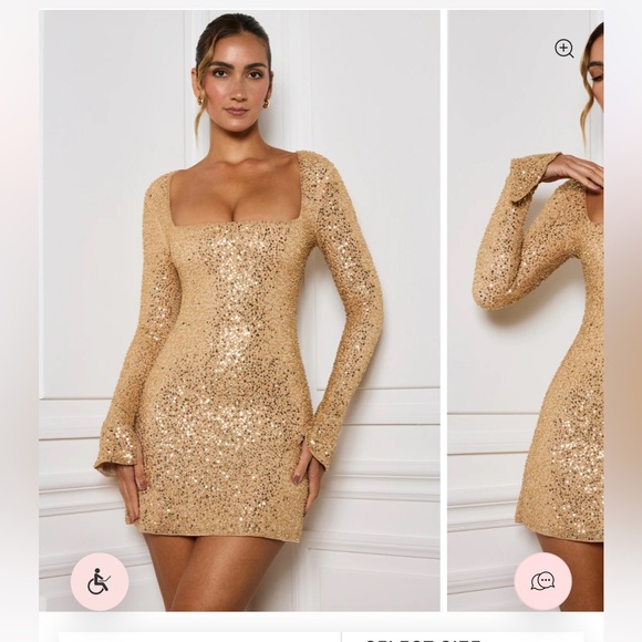 Oh Polly Kiyara Gold Dress - Picture 1 of 3